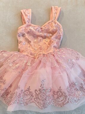 Weissman Pink Sequin Embroidered Tulle Dress